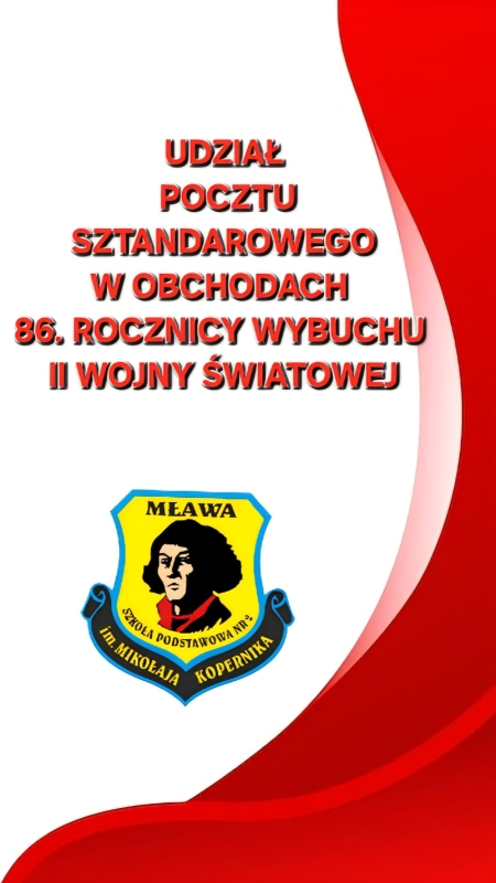 Poczty Sztandarowy naszej szkoły na obchodach 86 rocznicy wybuchu II wojny światowej