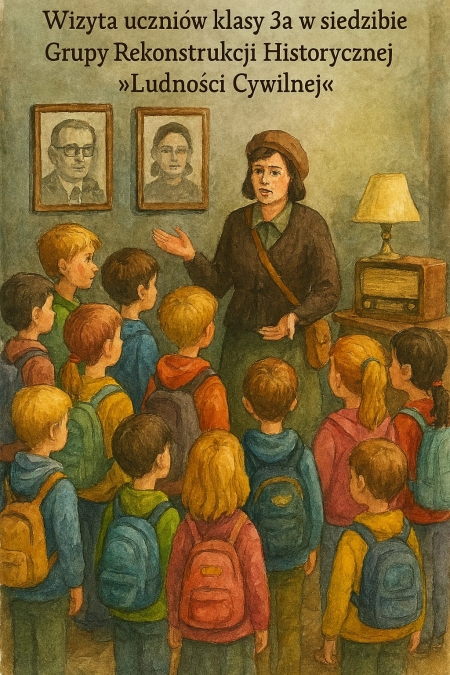 Wizyta uczniów klasy 3a w siedzibie Grupy Rekonstrukcji Historycznej „Ludności Cywilnej”